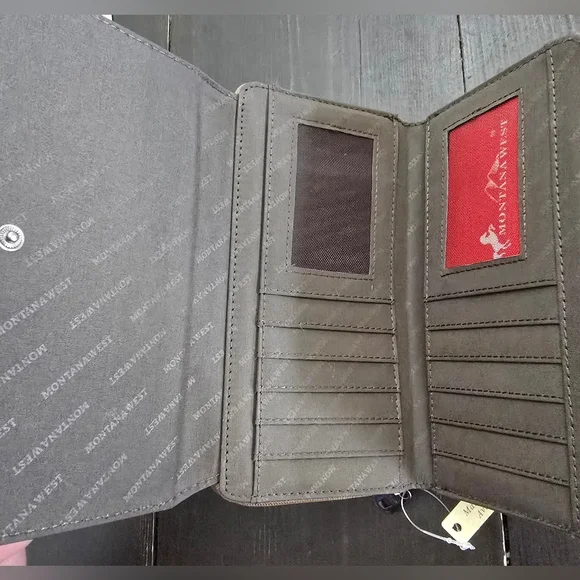 NWT Montana West Concho Collection Wallet Tribal Mandala Large Brown PU Leather - Picture 4 of 6